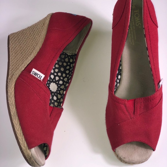 Womens red Toms wedges size W9 - Picture 6 of 7